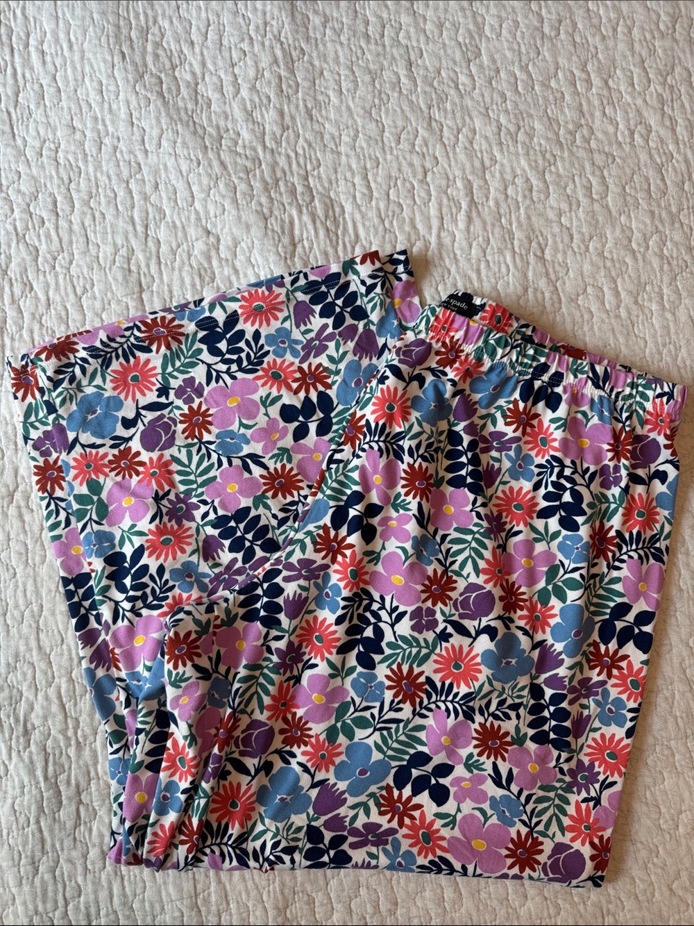 kate spade Floral Super Soft Pajama Set in Pink, Blue, Navy & Green - Picture 3 of 4